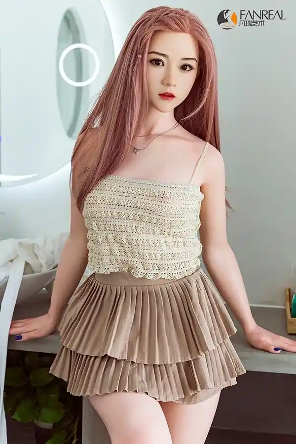 Fanreal Doll - 魅力的なピンク髪の小さな胸を持つシリコンセックスドール Qian Model 158cm